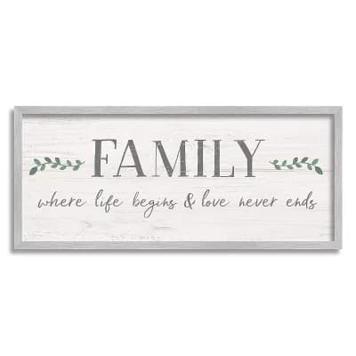Stupell Home Decor Family Life Begins Love Never Ends Wall Art