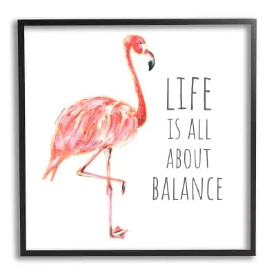 Stupell Home Decor Life is About Balance Pink Flamingo Wall Art