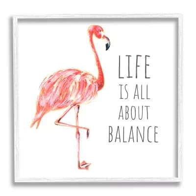 Stupell Home Decor Life is About Balance Pink Flamingo Wall Art