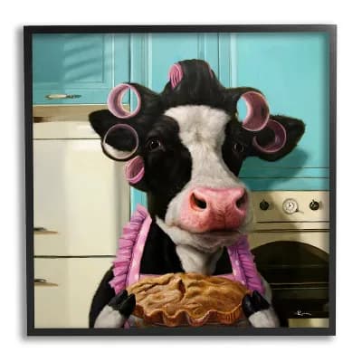 Stupell Home Decor Kitchen Baking Cow Wall Art