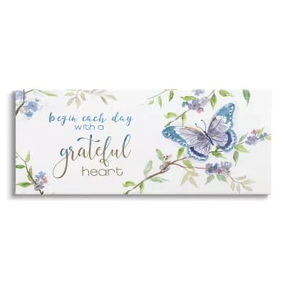 Stupell Home Decor Begin Day with Grateful Heart Canvas Wall Art