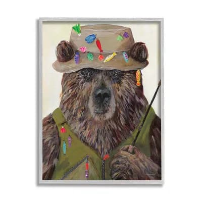 Stupell Home Decor Fisherman Outfit Brown Grizzly Bear Wall Art