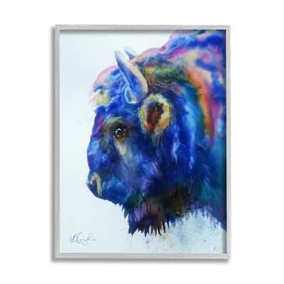 Stupell Home Decor Unique Vibrant Blue Bison Wall Art