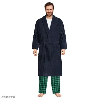 Big & Tall Lands' End Calf-Length Turkish Terry Robe