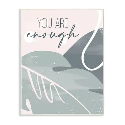Stupell Home Decor You are Enough Phrase Soft Green Leaves Wall Decor