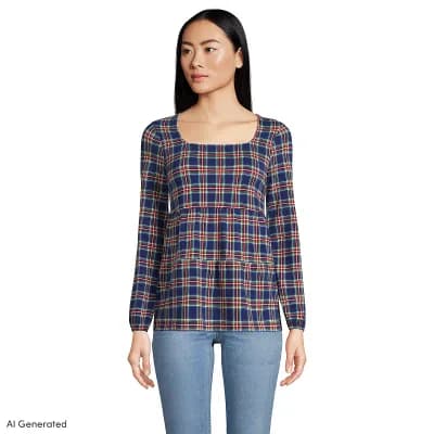 Women's Lands' End Squareneck Tiered Top
