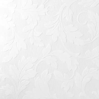 Large Scrolling Leaf Textured Paintable Removable Wallpaper