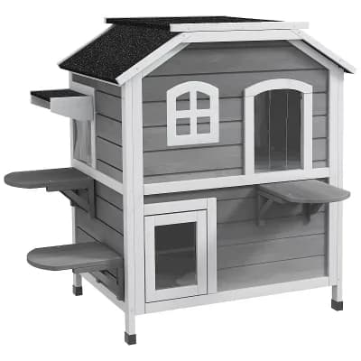 PawHut Kitten Condo with Openable Roof, Catio Enclosure Furniture, Natural
