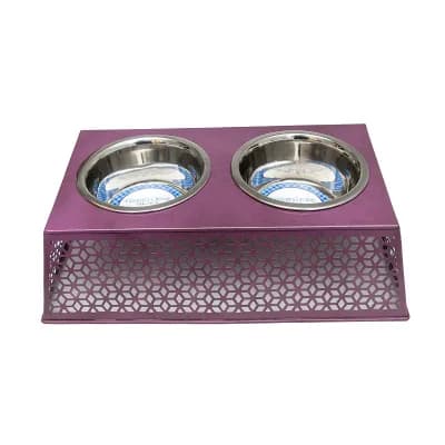 Country Living Elevated Dog Feeder with 2 Stainless Steel Bowls Apricot Brandy/16oz each