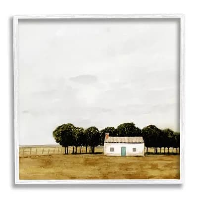 Stupell Home Decor Rural Farm House White Finish Framed Wall Art