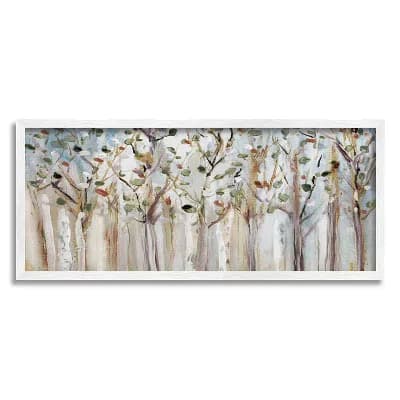 Stupell Home Decor Abstract Birch Trees White Finish Framed Wall Art