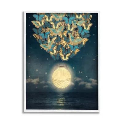 Stupell Home Decor Butterfly Balloon White Finish Framed Wall Art