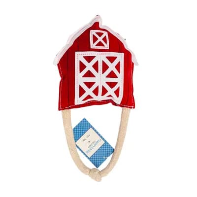 Country Living Premium Leather Barn Dog Chew Toy Red