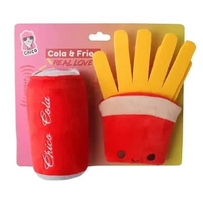 Cola & Fries Squeaker Dog Chew Toy Gift Set