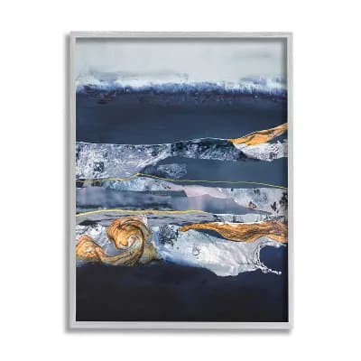 Stupell Home Decor Abstract Blue Agate Wall Art - Gray Frame
