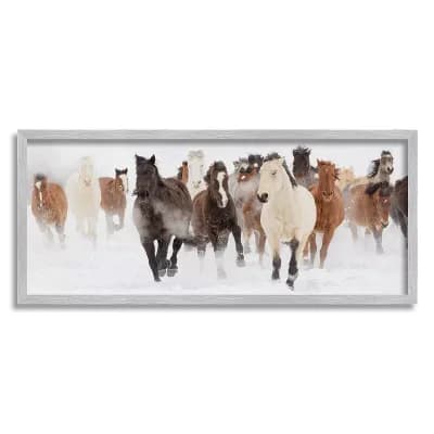 Stupell Home Decor Winter Horse Stampede Framed Wall Art