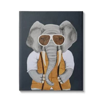Stupell Home Decor Hipster Elephant Fashion Canvas Wall Art