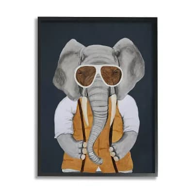 Stupell Home Decor Hipster Elephant Fashion Framed Wall Art