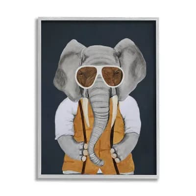 Stupell Home Decor Hipster Elephant Fashion Framed Wall Art