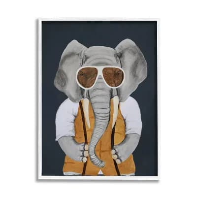 Stupell Home Decor Hipster Elephant Fashion Framed Wall Art