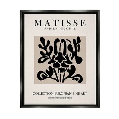 Stupell Home Decor Matisse Black Floral Abstract Framed Wall Art