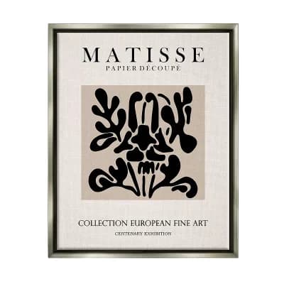 Stupell Home Decor Matisse Black Floral Abstract Framed Wall Art