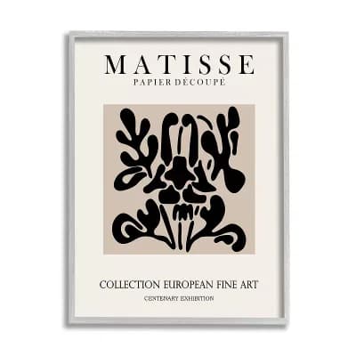 Stupell Home Decor Matisse Black Floral Abstract Framed Wall Art