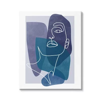 Stupell Home Decor Abstract Portrait Blue Canvas Wall Art
