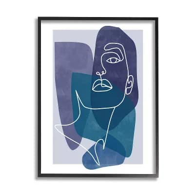 Stupell Home Decor Abstract Portrait Blue Framed Wall Art - Black Frame