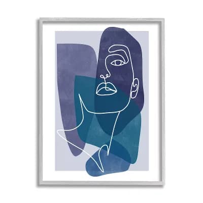 Stupell Home Decor Abstract Portrait Blue Framed Wall Art - Gray Frame