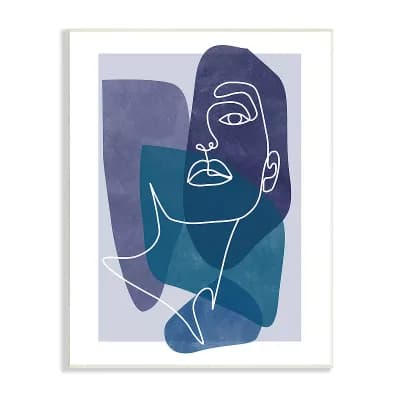 Stupell Home Decor Abstract Portrait Blue Plaque Wall Art