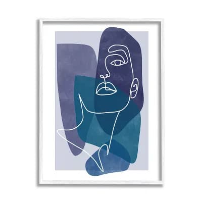 Stupell Home Decor Abstract Portrait Blue Framed Wall Art - White Frame