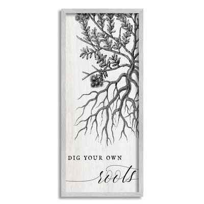 Stupell Home Decor Dig Your Roots Silver Finish Framed Wall Art