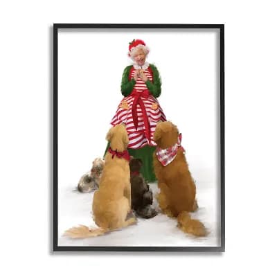 Stupell Home Decor Mrs. Claus & Dogs Framed Wall Art