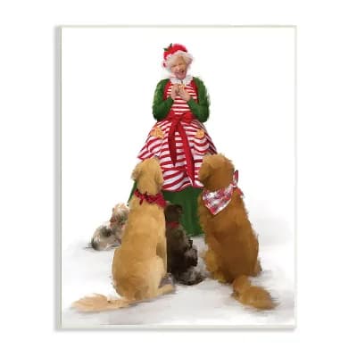 Stupell Home Decor Mrs. Claus & Dogs Plaque Wall Art
