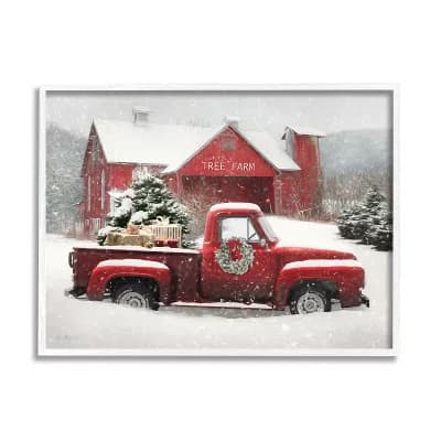 Stupell Home Decor Holiday Tree Farm White Framed Wall Art