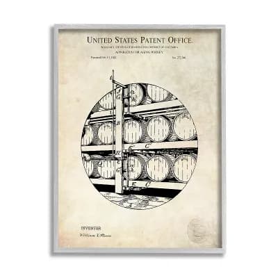 Stupell Home Decor Whiskey Barrel Silver Finish Framed Wall Art