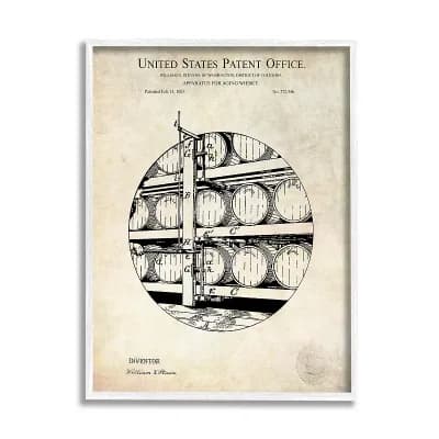 Stupell Home Decor Whiskey Barrel White Framed Wall Art