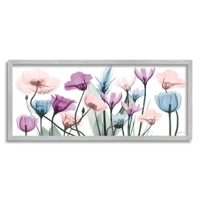 Stupell Home Decor Translucent Pastel Tulips Silver Finish Framed Wall Art