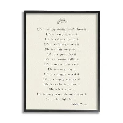Stupell Home Decor Mother Theresa Quote Framed Wall Art