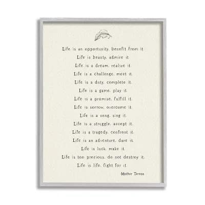Stupell Home Decor Mother Theresa Silver Finish Framed Wall Art