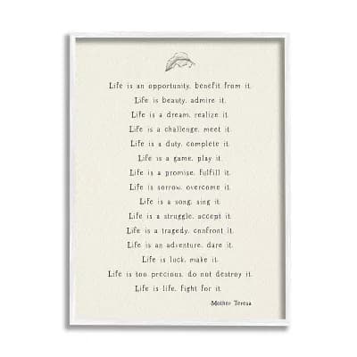 Stupell Home Decor Mother Theresa White Framed Wall Art