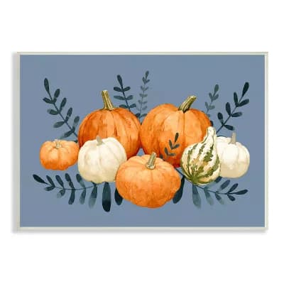 Stupell Home Decor Pumpkins Blue Plaque Wall Art