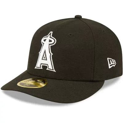 Men's New Era Los Angeles Angels Black & White Low Profile 59FIFTY Fitted Hat