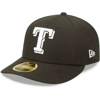 Men's New Era Texas Rangers Black & White Low Profile 59FIFTY Fitted Hat