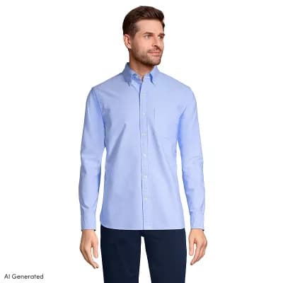 Men's Lands' End Tailored-Fit Sail Rigger Oxford Shirt