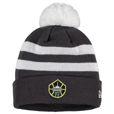 Men's New Era Gray Seattle Storm WNBA Cuffed Knit Hat with Pom