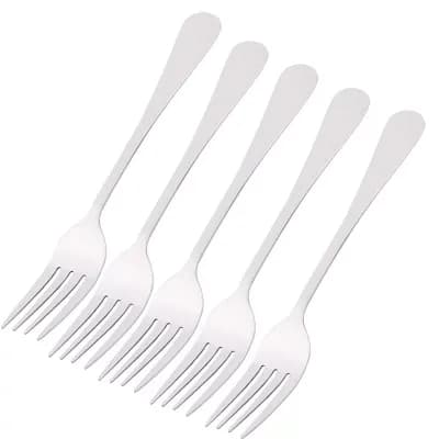 Household Tableware Stainless Steel Dinner Fork 6.8" Length 5 pc Silver Tone