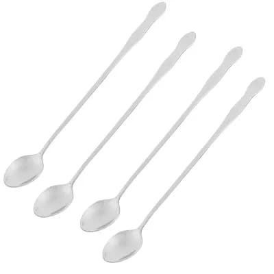 Stainless Steel Long Handle Tea Coffee Ice Cream Spoon 4 pc Silver Tone