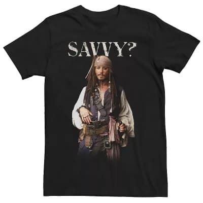 Big & Tall Disney's Pirates Of The Caribbean Jack Sparrow "Savvy?" Graphic Tee